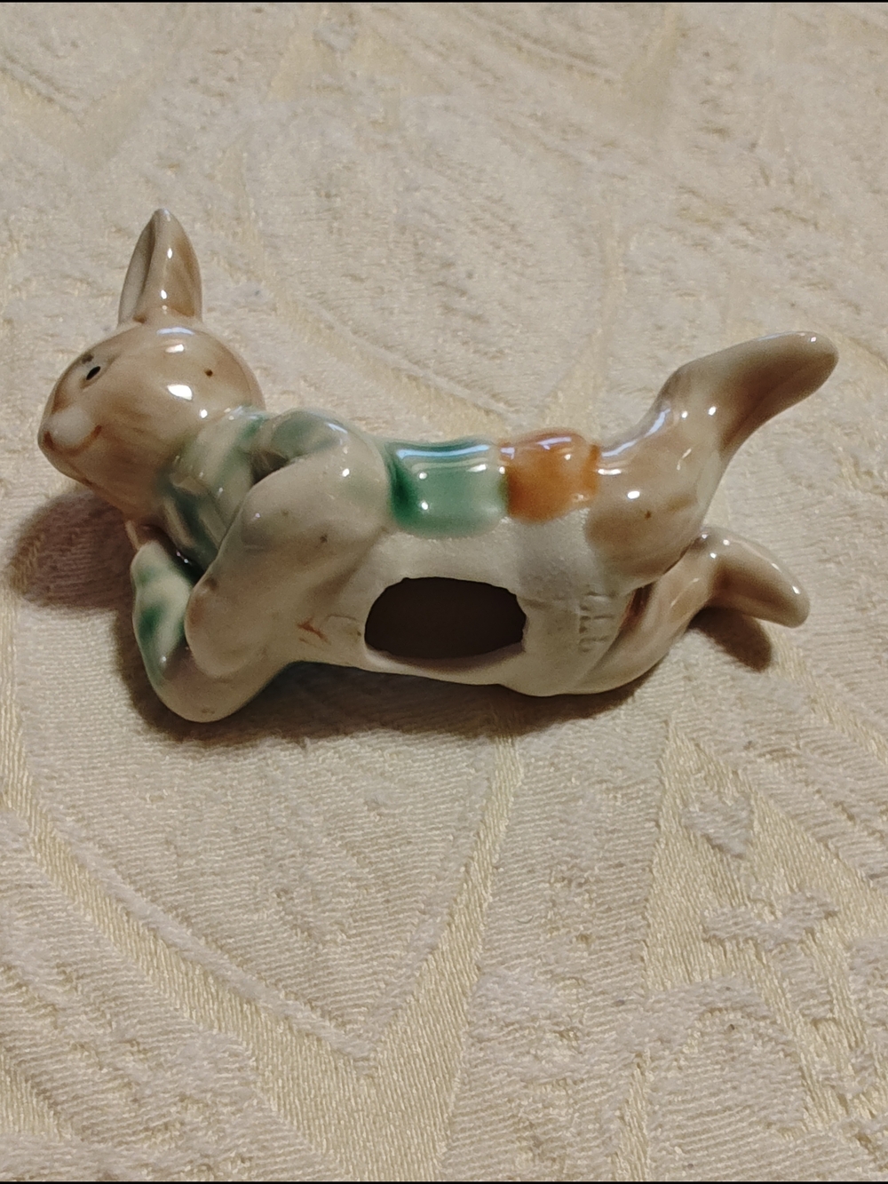 Source Unknown Brown and Green Ceramic Bunny Figurine - Picture 2 of 6